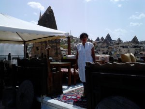 Desde la terraza del Capadoccia Hotel. Ballon Rid, donde sus dueños Getin Arik y su hermana, me invitaron a almorzar.